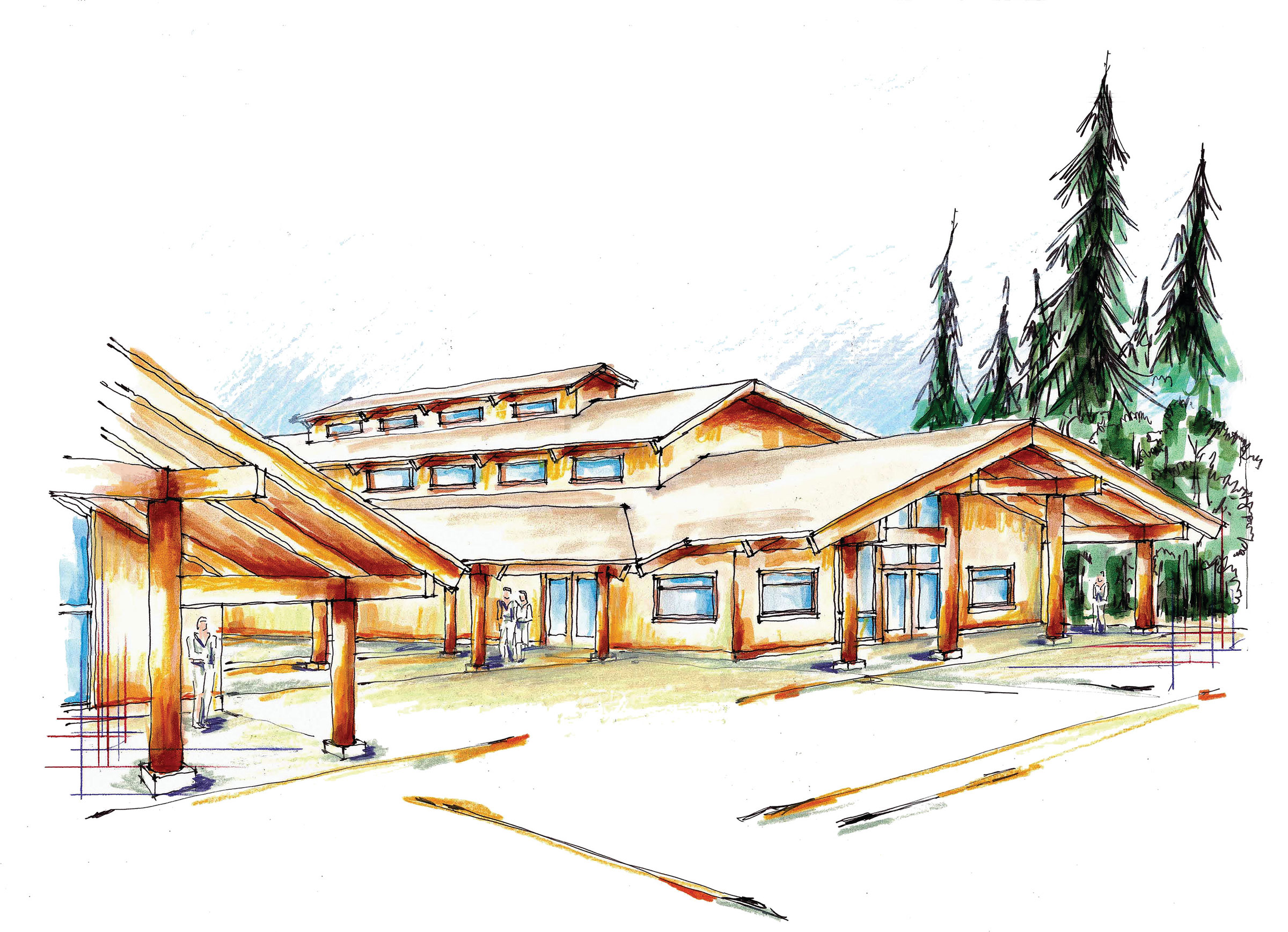 An early artist's rendering of the Malahat Multi-purpose centre.